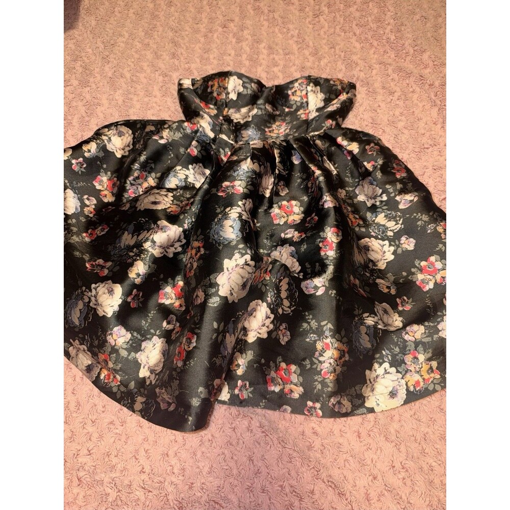 Formal Cocktail Black Gracia party floral strapless dress size Medium